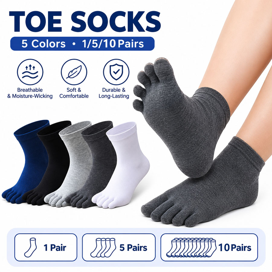 Socks Ankle Men - 1/5/12 Pasang Kaus Kaki Jari Kaki