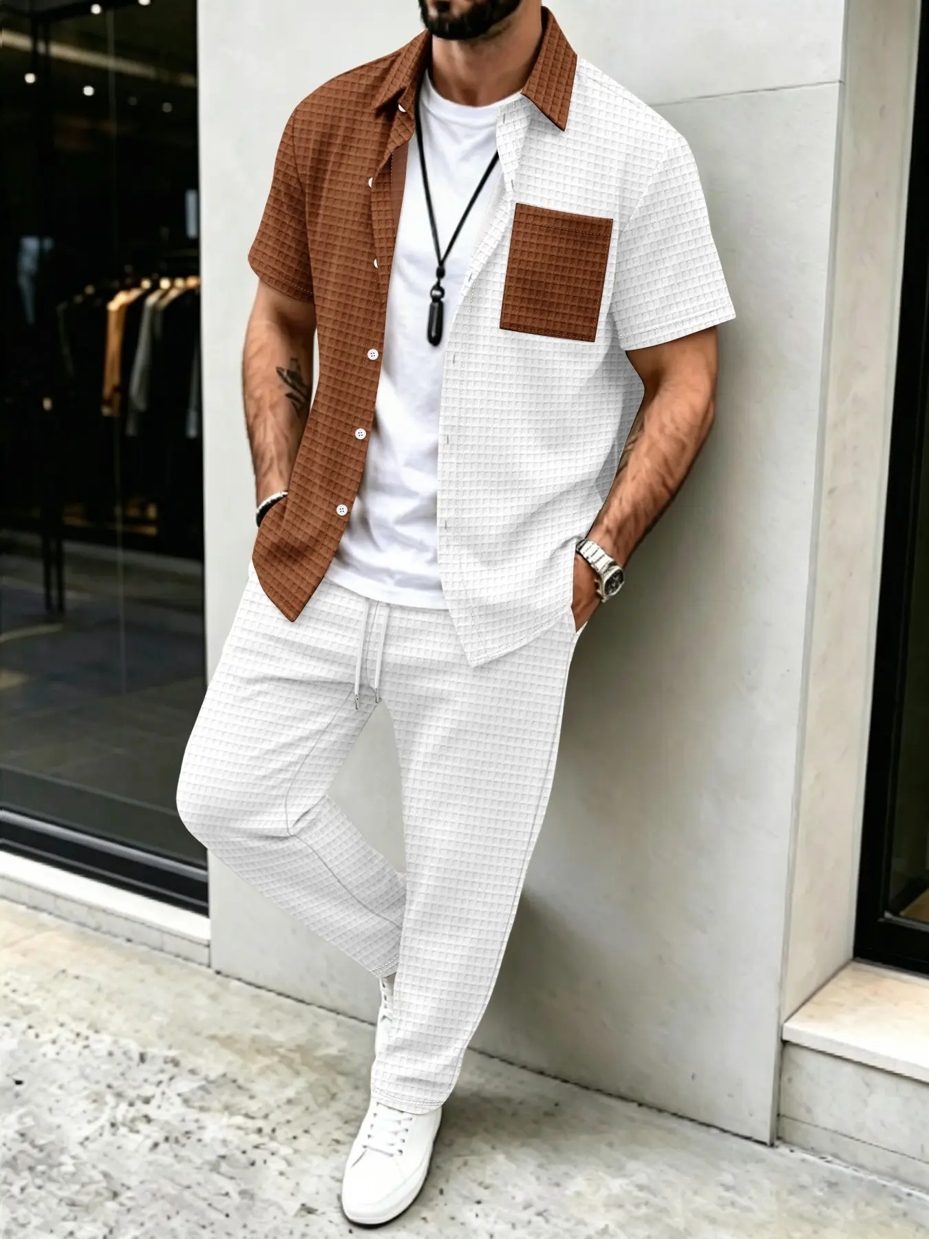 Setelan Kemeja Kasual Pria Pol - Mens Fashion Clothes ulasan dan harga